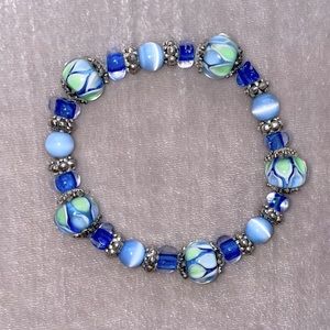 Blue and Green Beaded Bracelet